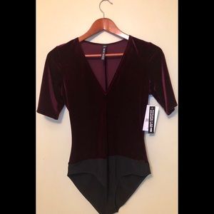 Lord & Taylor - Design Lab Maroon Velour Bodysuit